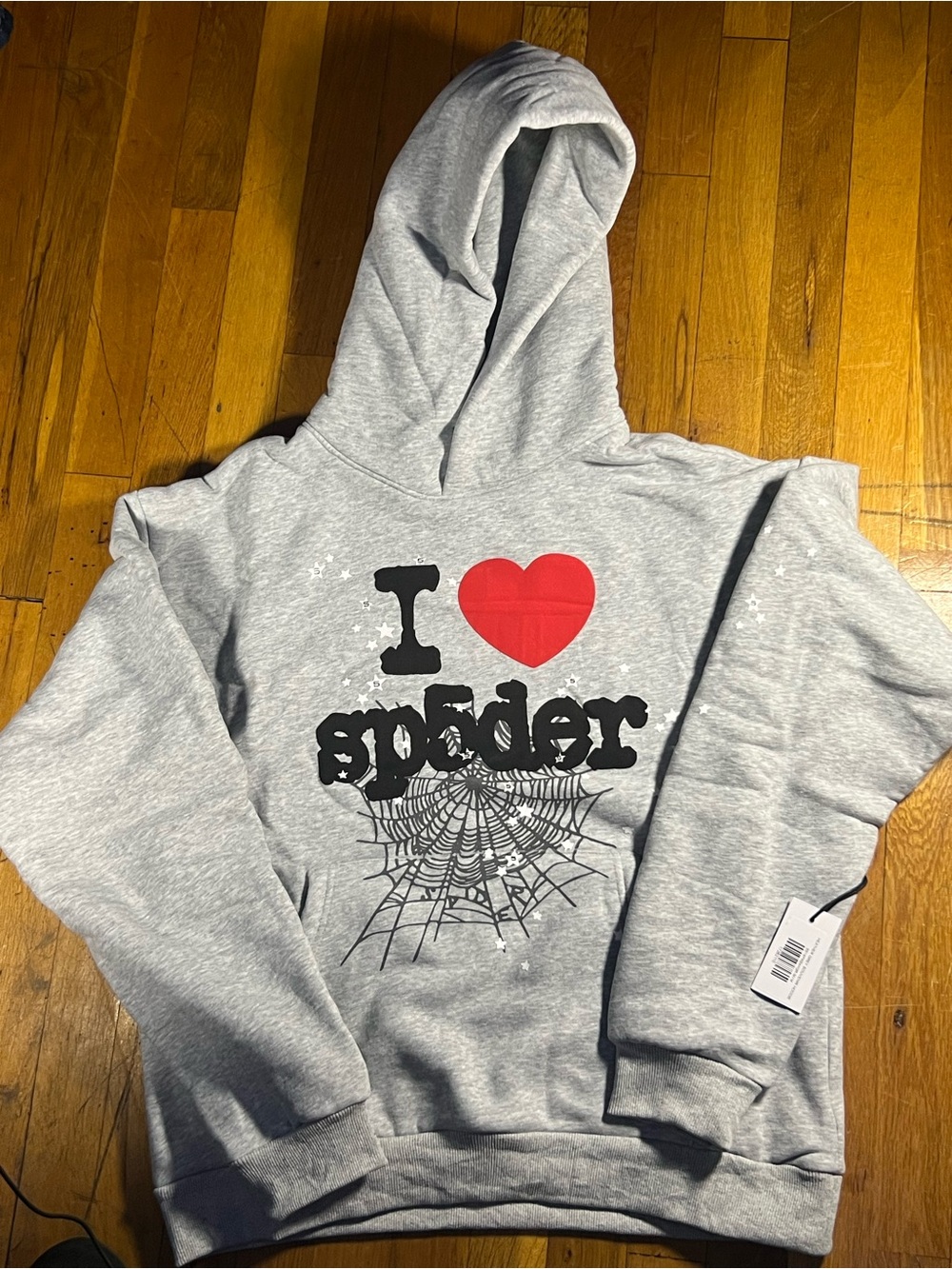 Men's Crewneck Pullover Sweatshirt with 'I ♥ Spider' Graphic - Gray